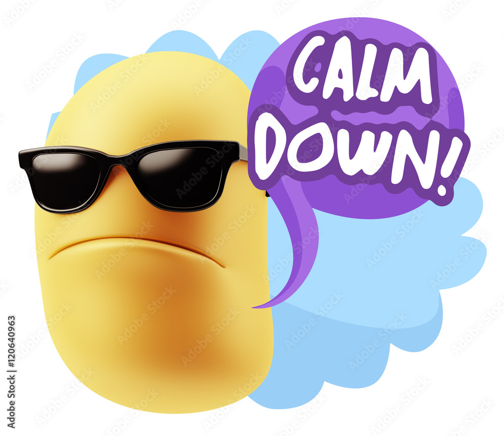 3d Rendering Angry Character Emoji saying Calm Down with Colorfu 3d Rendering Angry Character Emoji saying Calm Down with Colorfu
