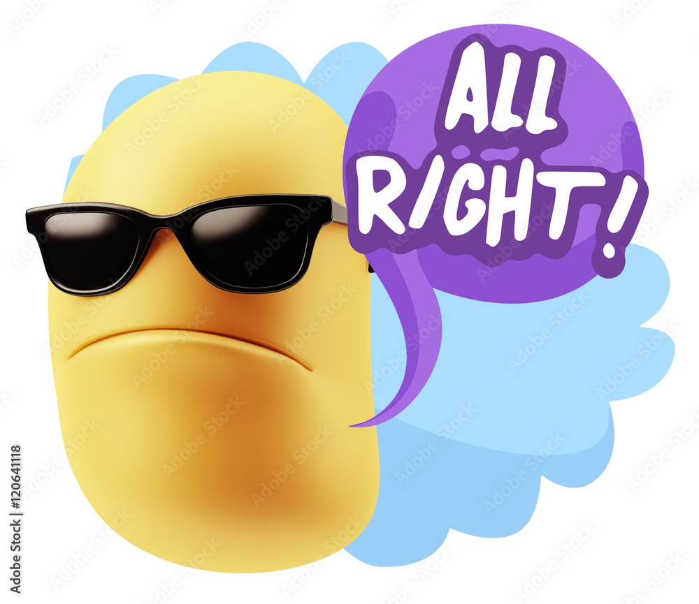 3d Rendering Angry Character Emoji saying All Right with Colorfu 3d Rendering Angry Character Emoji saying All Right with Colorfu