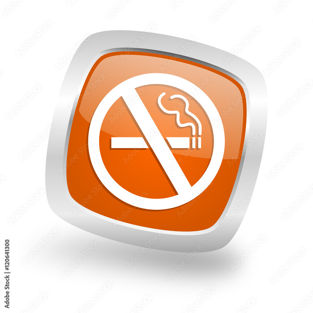 no smoking square orange glossy chrome silver metallic web icon no smoking square orange glossy chrome silver metallic web icon