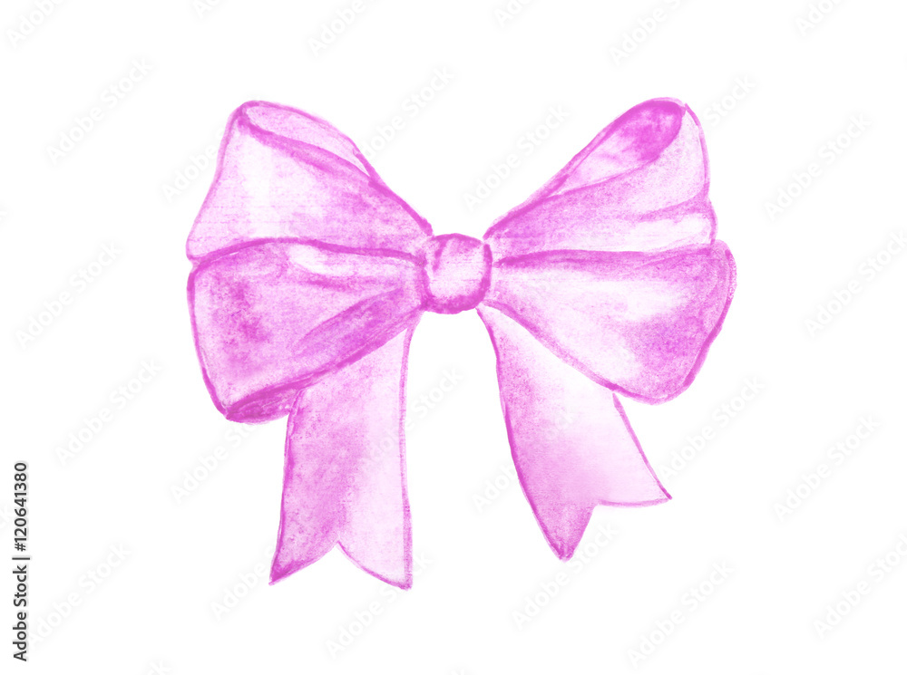 Hand painted bow on white background Hand painted bow on white background