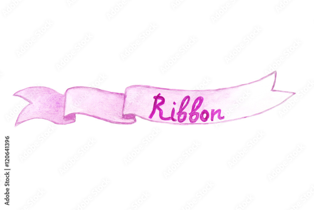 Hand painted ribbon, isolated on white Hand painted ribbon, isolated on white