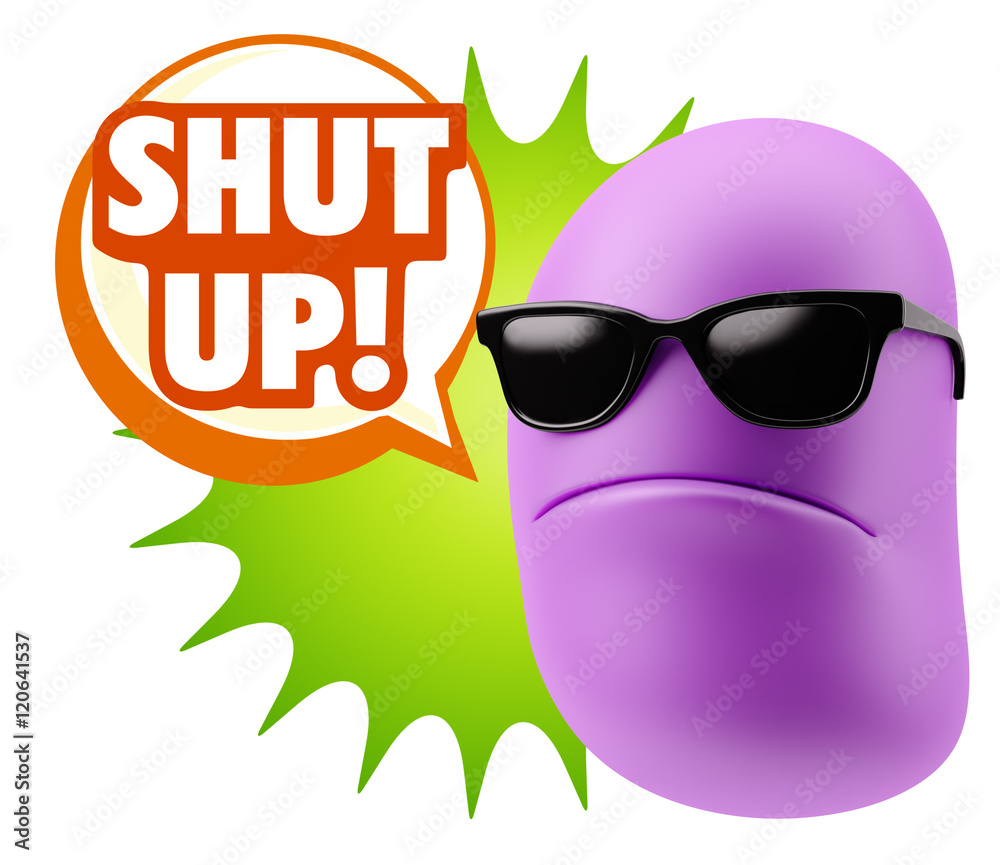 3d Rendering Angry Character Emoji saying Shut Up with Colorful 3d Rendering Angry Character Emoji saying Shut Up with Colorful