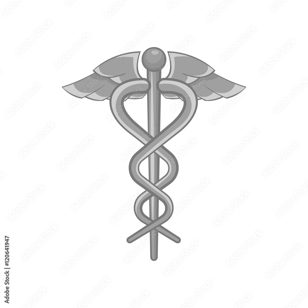 Medical emblem snake icon in black monochrome style isolated on white background. Medicine symbol vector illustration Medical emblem snake icon in black monochrome style isolated on white background. Medicine symbol vector illustration