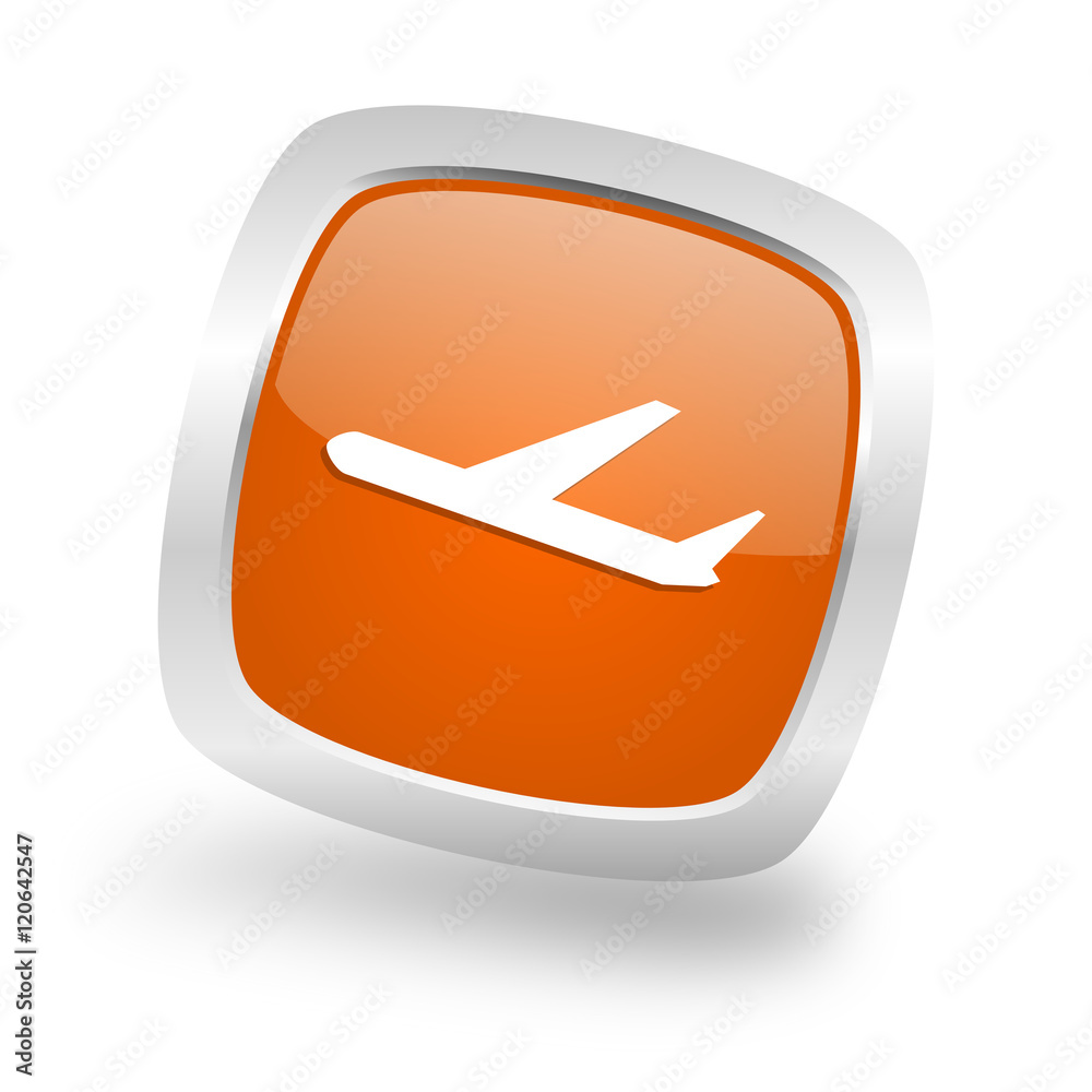deparures square orange glossy chrome silver metallic web icon deparures square orange glossy chrome silver metallic web icon