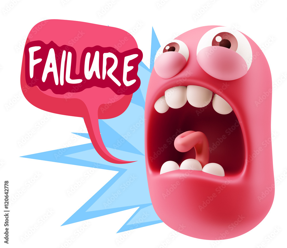Obraz premium 3d Rendering Angry Character Emoji saying Failure with Colorful