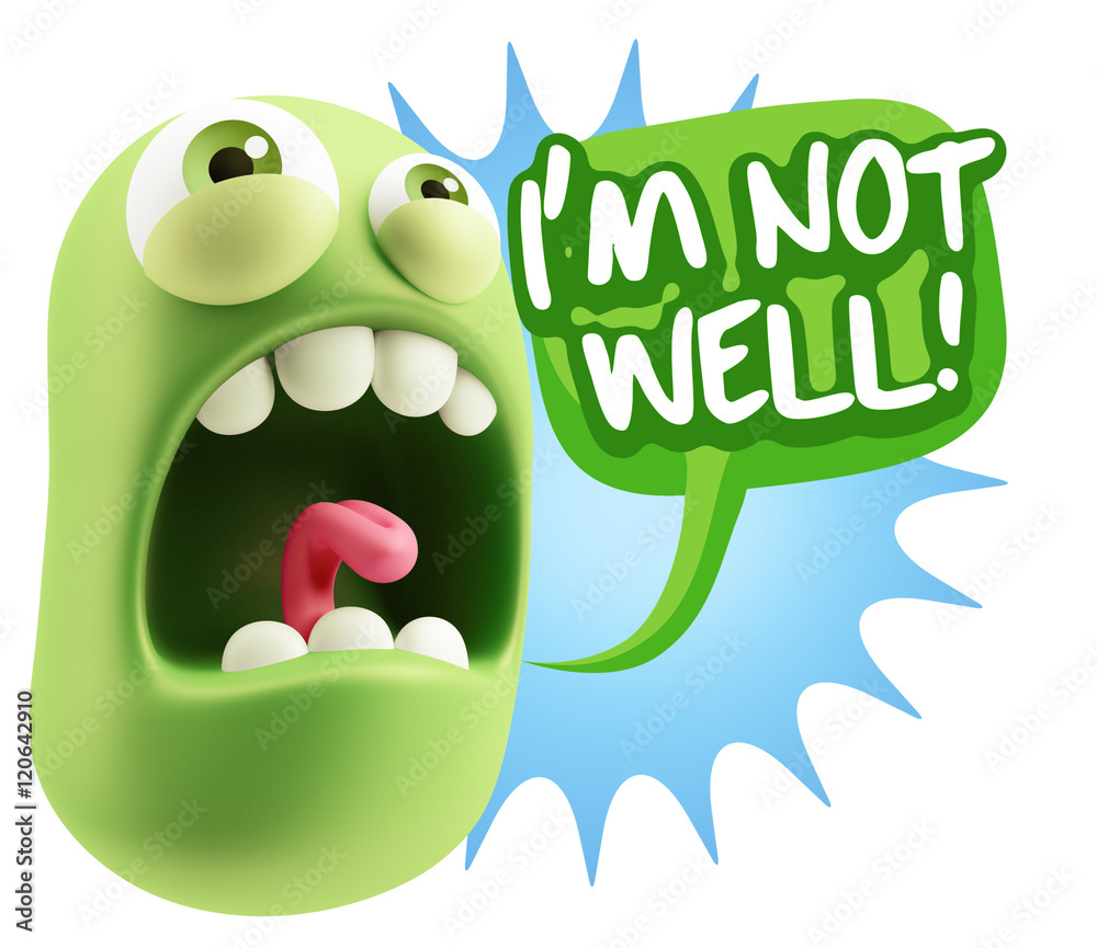 3d Rendering Angry Character Emoji saying I'm not Well with Colo 3d Rendering Angry Character Emoji saying I'm not Well with Colo