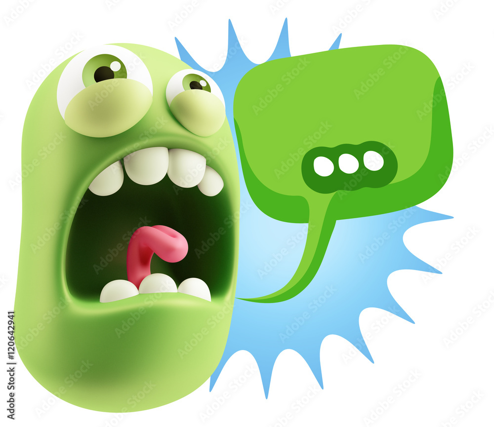 3d Rendering Angry Character Emoji saying … with Colorful Spee 3d Rendering Angry Character Emoji saying … with Colorful Spee