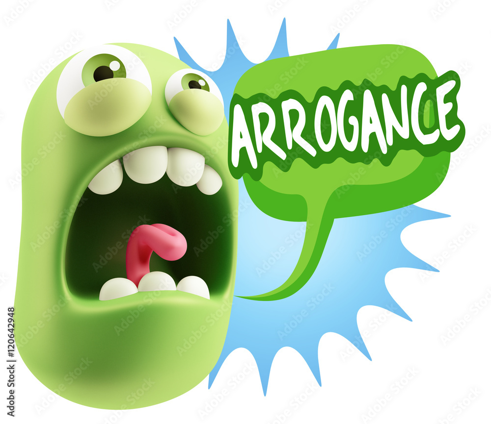 3d Rendering Angry Character Emoji saying Arrogance with Colorfu 3d Rendering Angry Character Emoji saying Arrogance with Colorfu