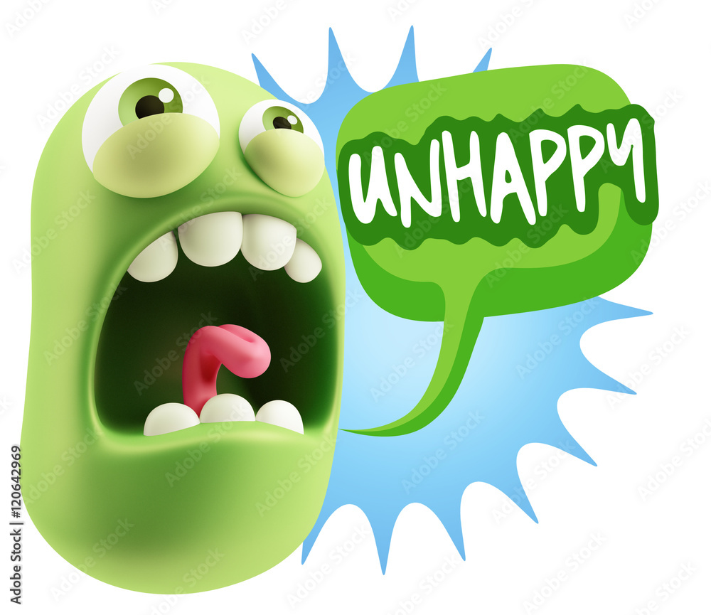 Fototapeta premium 3d Rendering Angry Character Emoji saying Unhappy with Colorful