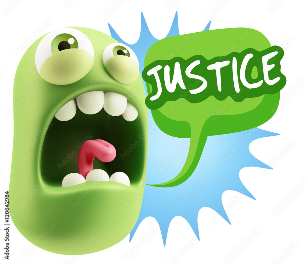 3d Rendering Angry Character Emoji saying Justice with Colorful 3d Rendering Angry Character Emoji saying Justice with Colorful