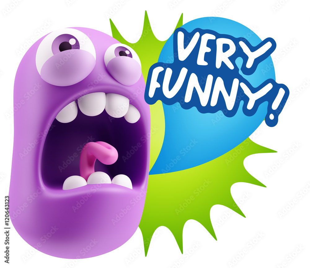 Obraz premium 3d Rendering Angry Character Emoji saying Very Funny with Colorf