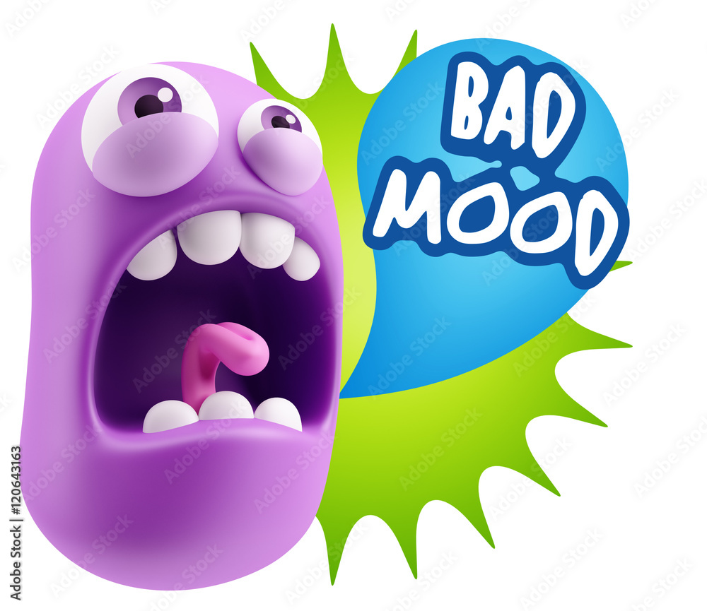 3d Rendering Angry Character Emoji saying Bad Mood with Colorful 3d Rendering Angry Character Emoji saying Bad Mood with Colorful
