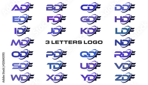3 letters modern generic swoosh logo ADF, BDF, CDF, DDF, EDF, FDF, GDF, HDF, IDF, JDF, KDF, LDF, MDF, NDF, ODF, PDF, QDF, RDF, SDF, TDF, UF, VDF, WDF, XDF, YDF, ZDF