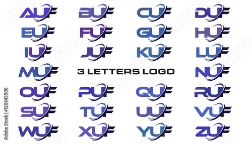 3 letters modern generic swoosh logo AUF, BUF, CUF, DUF, EUF, FUF, GUF, HUF, IUF, JUF, KUF, LUF, MUF, NUF, OUF, PUF, QUF, RUF, SUF, TUF, UUF, VUF, WUF, XUF, YUF, ZUF