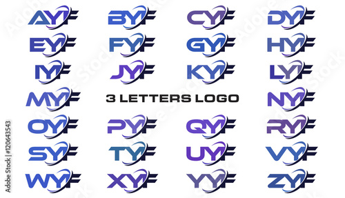 3 letters modern generic swoosh logo AYF, BYF, CYF, DYF, EYF, FYF, GYF, HYF, IYF, JYF, KYF, LYF, MYF, NYF, OYF, PYF, QYF, RYF, SYF, TYF, UYF, VYF, WYF, XYF, YYF, ZYF