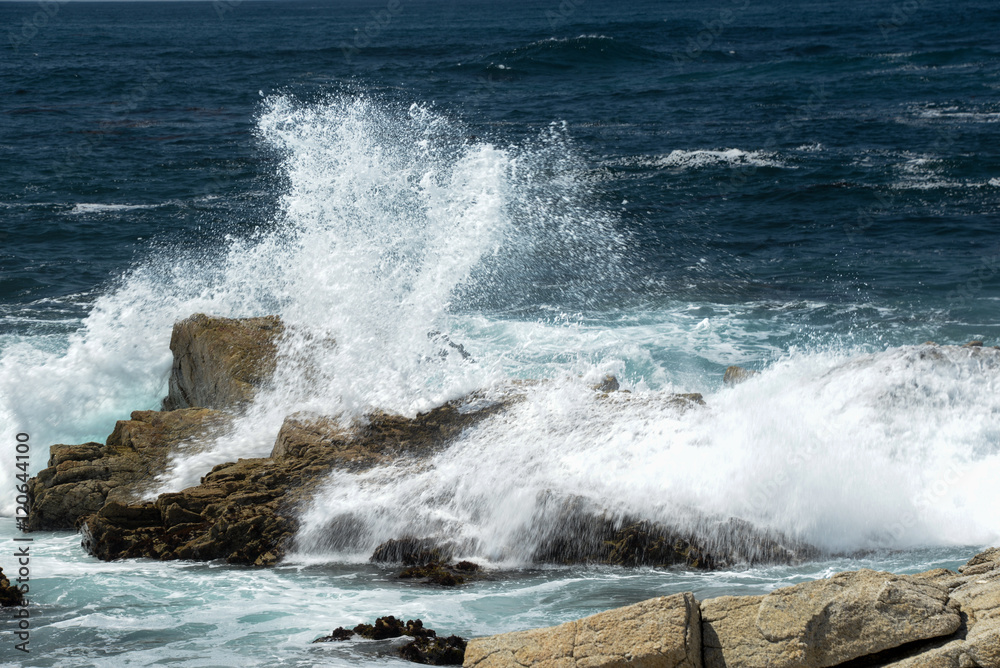 Wave crashing on a rock