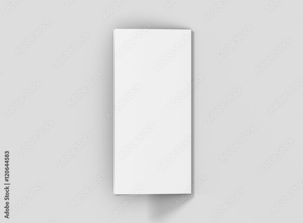Photorealistic DL Bifold Brochure Mockup, closed backside, on light grey background. 3D illustration. High Resolution Texture. Mockup template ready for your design. Photorealistic DL Bifold Brochure Mockup, closed backside, on light grey background. 3D illustration. High Resolution Texture. Mockup template ready for your design.