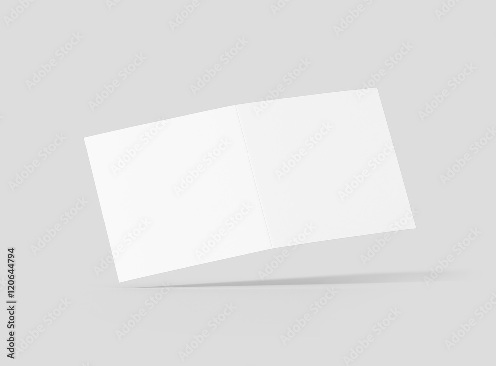 Photorealistic Square Bifold Brochure Mockup on light grey background. 3D illustration. High Resolution Texture. Mockup template ready for your design. Photorealistic Square Bifold Brochure Mockup on light grey background. 3D illustration. High Resolution Texture. Mockup template ready for your design.