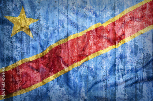 Grunge style of Congo flag on a brick wall