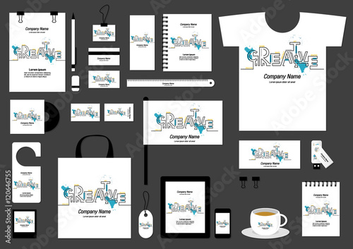 Corporate flat identity mock-up template for your design. Vector illustration