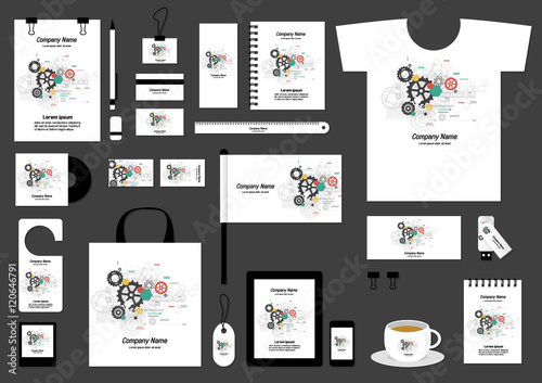 Corporate flat identity mock-up template for your design. Vector illustration