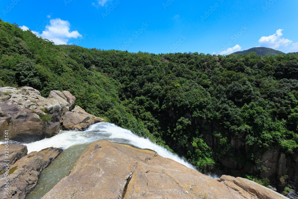 Natural scenery, mountain peaks and waterfalls