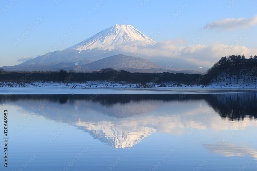精進湖と富士山