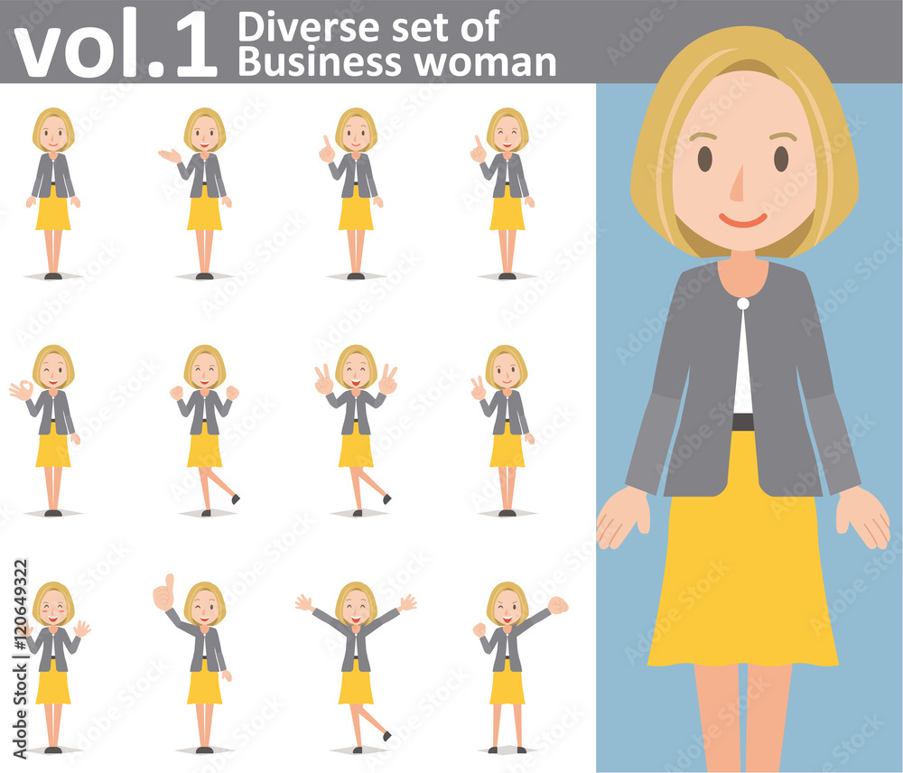 Diverse set of Business woman on white background vol.1