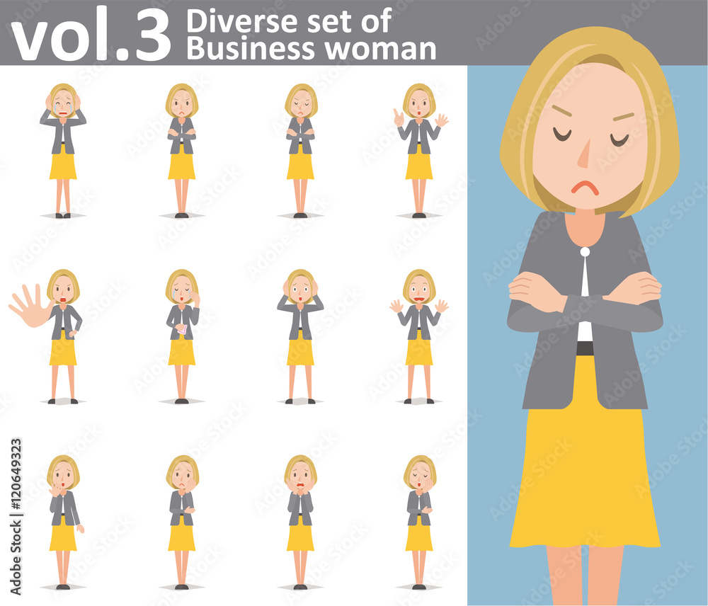 Diverse set of Business woman on white background vol.3
