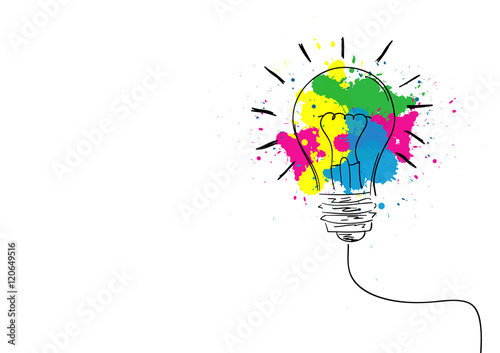 Light bulb sketch with concept of idea
