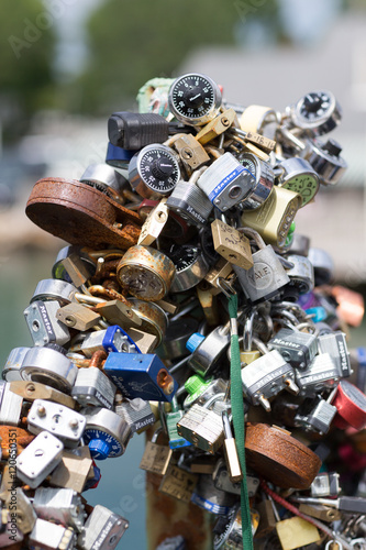 Locks left by loved ones on a bridge