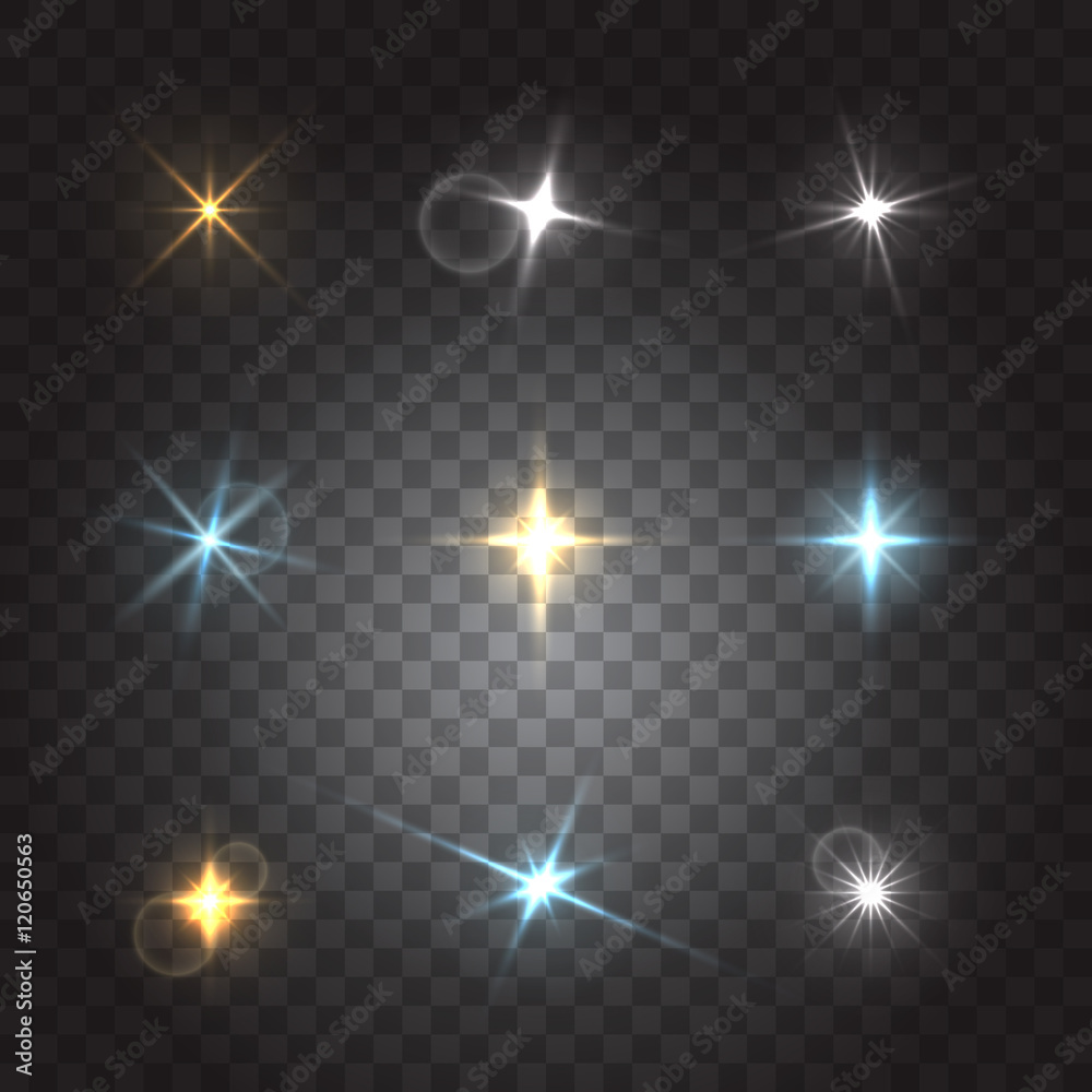 Set of flash lights and shiny glitter