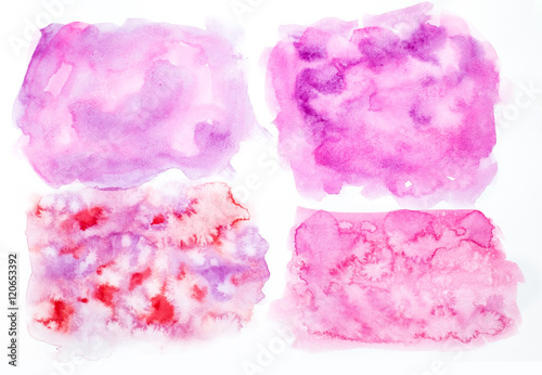 set of colorful watercolor paint on white background,use for mon