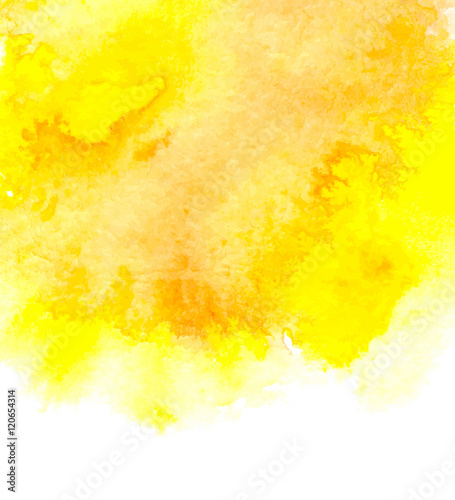 Vector background with watercolor splash. Yellow watercolour card