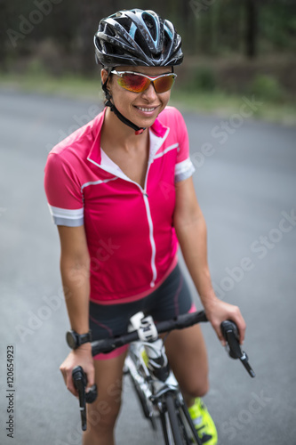 Female cyclist outdoors