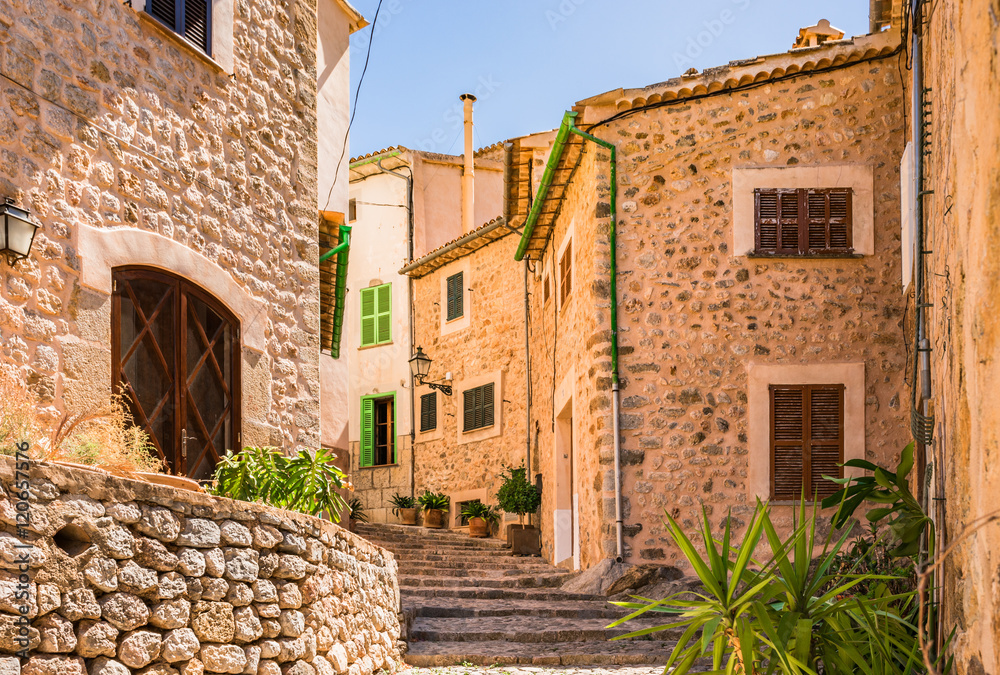 Old mediterranean village Biniaraix at Majorca Spain