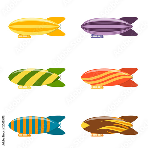 Colorful Airship Set. Vector
