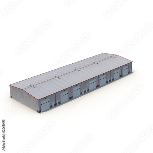 Hangar Building Isolated on white 3D Illustration