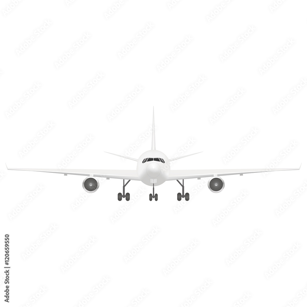 White Passenger Airplane. Front View. Vector White Passenger Airplane. Front View. Vector