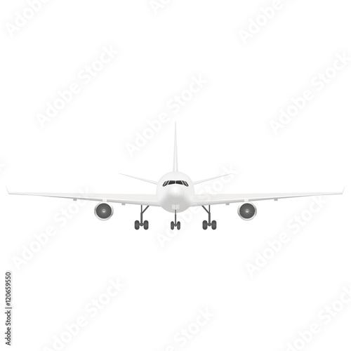 White Passenger Airplane. Front View. Vector