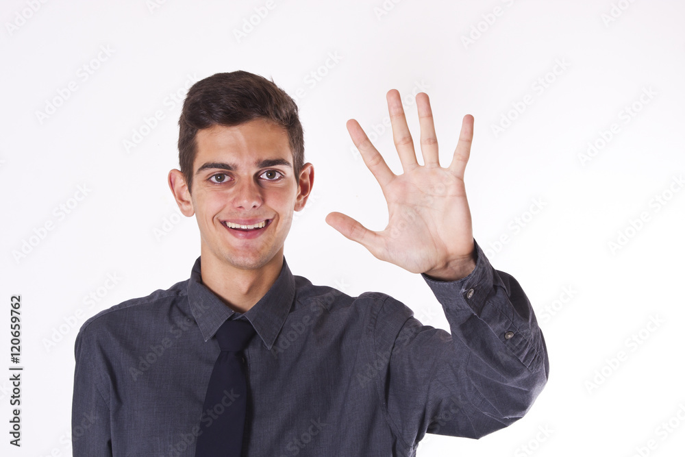 businessman gesture isolated with five businessman gesture isolated with five