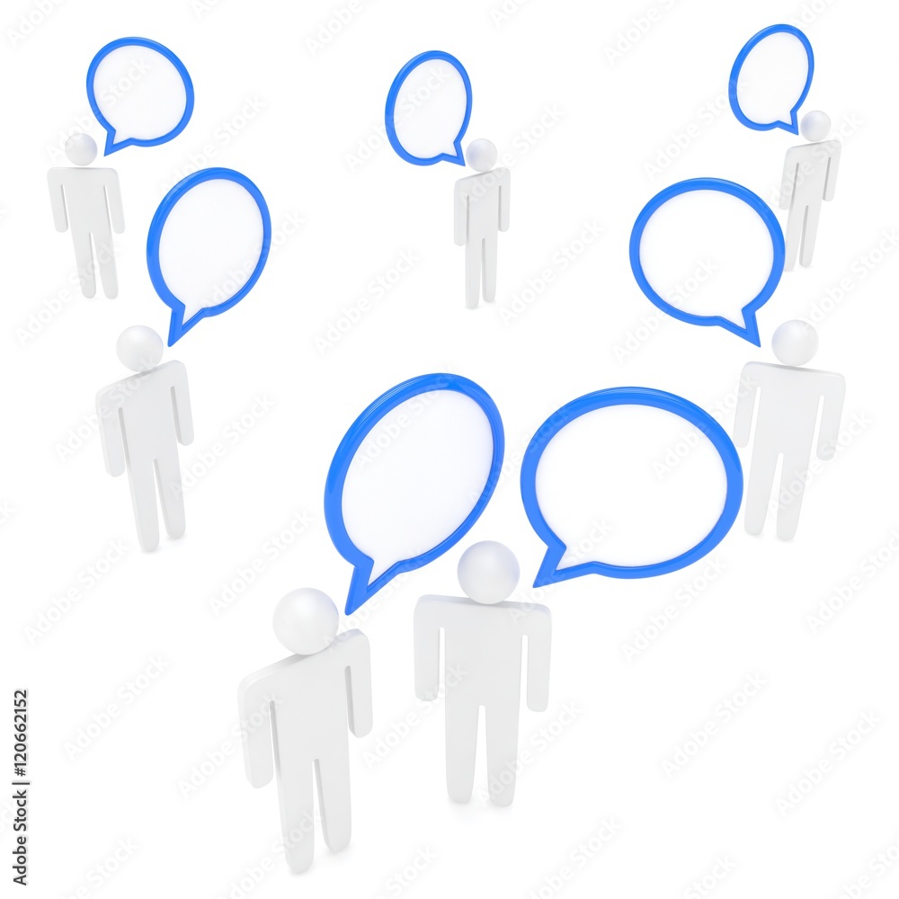 people with talk bubbles isolated over a white background. 3d rendering. people with talk bubbles isolated over a white background. 3d rendering.