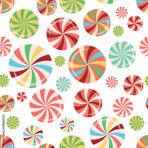 Bright colorful seamless pattern with sweet candy lollipops.