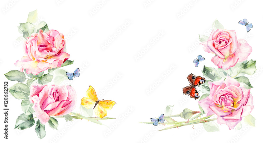 Frame from roses. Wedding drawings. Greeting cards. Flower backdrop ...