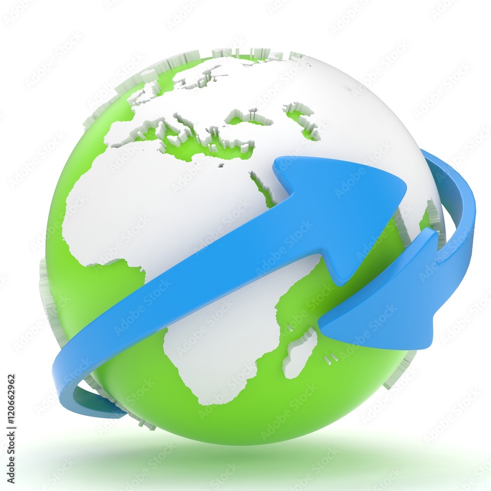 Fototapeta premium Arrows and Earth globe. 3d render