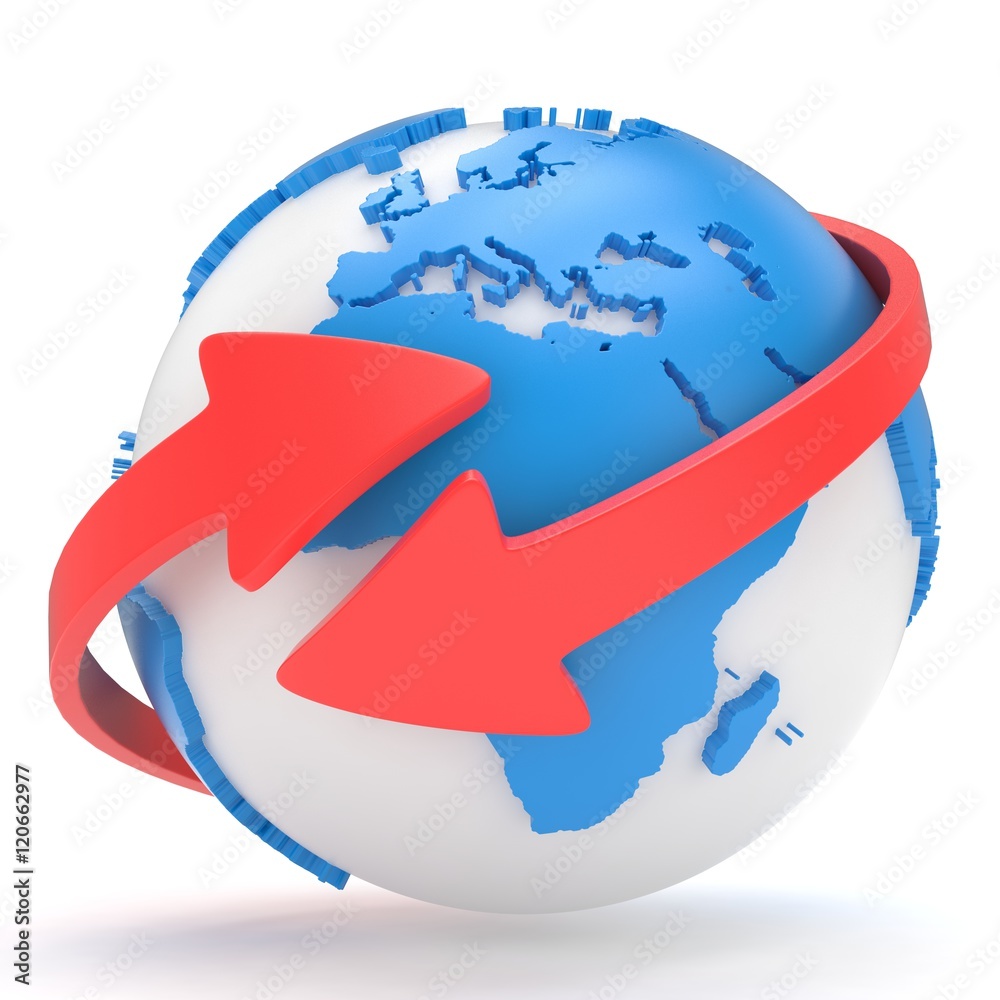 Arrows and Earth globe. 3d render Arrows and Earth globe. 3d render