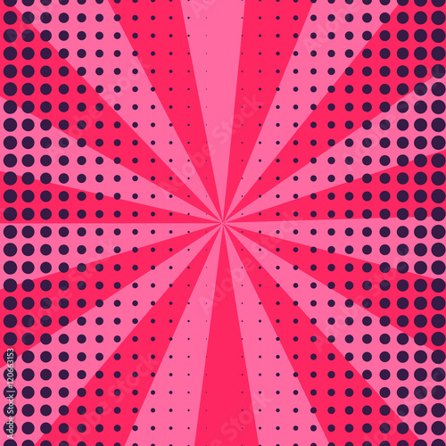 Abstract Creative concept vector comics pop art style blank layout template with clouds beams and isolated dots pattern on background. For Web and Mobile Applications, illustration template design