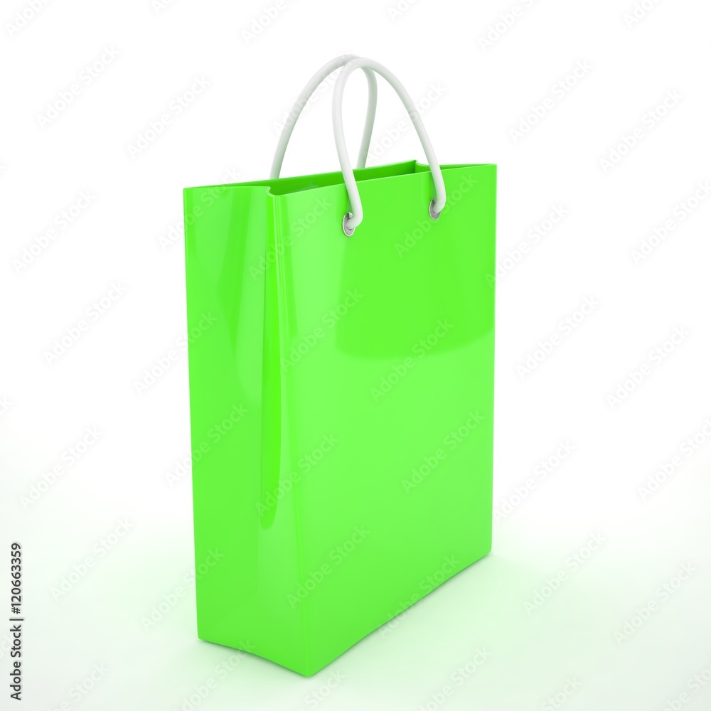Paper Shopping Bag isolated on white background. 3d rendering. Paper Shopping Bag isolated on white background. 3d rendering.