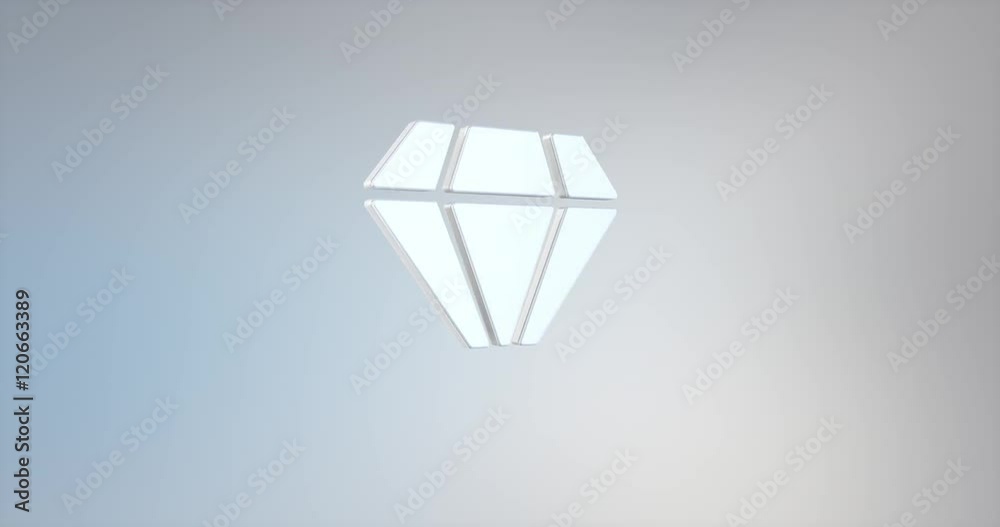 Animated Diamond Gem White 3d Icon Loop Modules for edit with alpha matte
