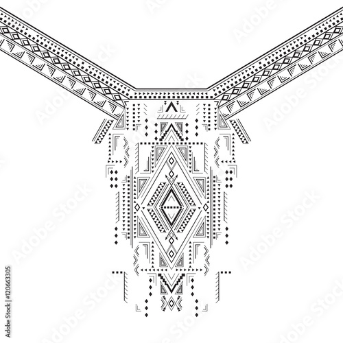 Tribal neck design for clothes, decoration, ethnic print 